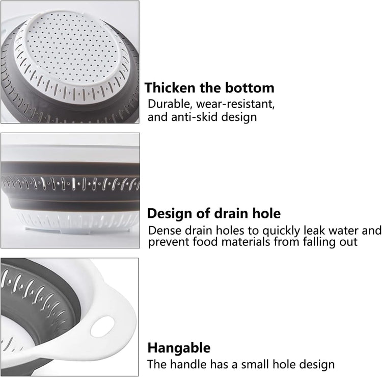 Collapsible Colander and Strainer,Silicone Strainer Colanders & Food Strainers,for Vegetable and Fruit, Kitchen Essentials