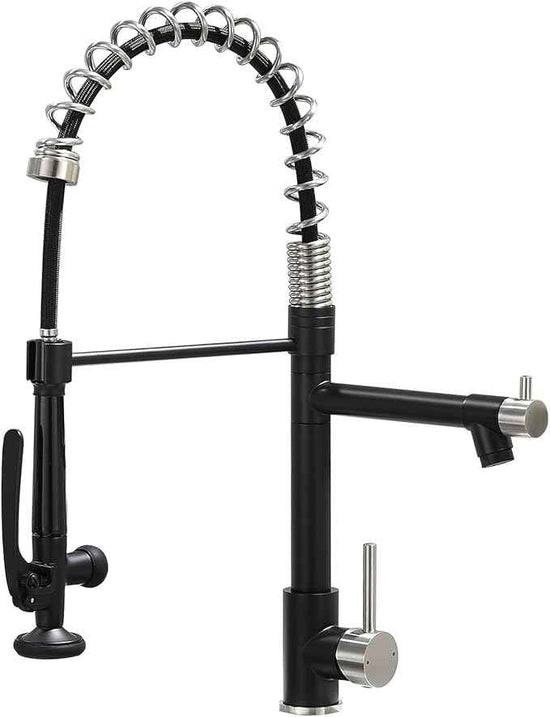 Pull Down Kitchen Faucet with Sprayer,Fapully Commercial Matte Black&Brushed Nickel Kitchen Sink Faucets