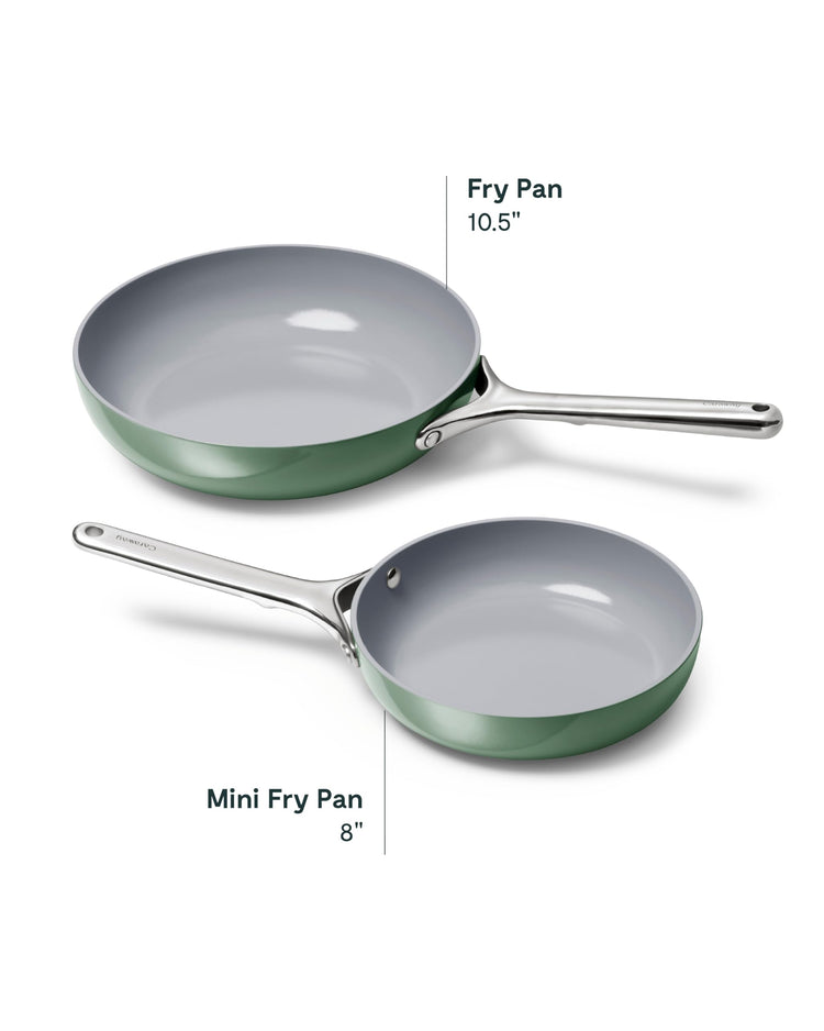 Ceramic Fry Pan Duo with Glass Lids