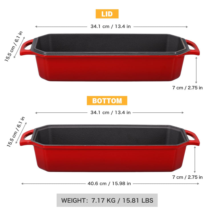 Bread Pan Cast Iron Loaf Pan with Lid Bread Loaf Pan 13x5 Inch Enameled Cast Iron Sourdough Bread Pan