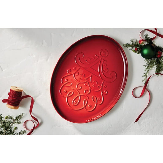 Stoneware Oval Santa Cookie Platter