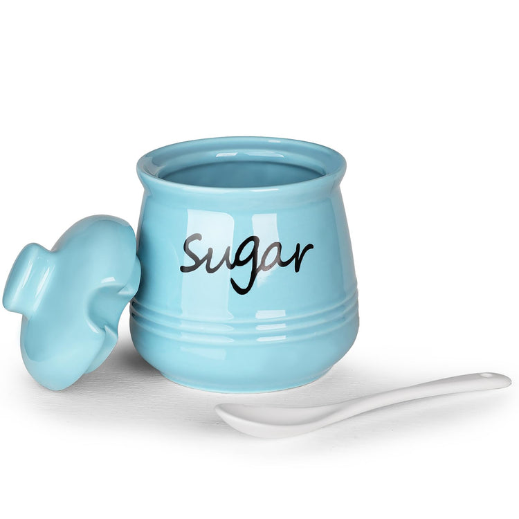 12oz Ceramic Sugar Bowl with Lid and Spoon