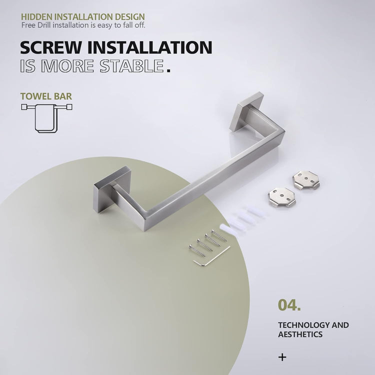KOKOSIRI 12-Inch Single Towel Bar, Bathroom Kitchen Towel Holder, Wall Mounted SUS304 Stainless Steel Towel Rack, Brushed Nickel, B4003BR-L12