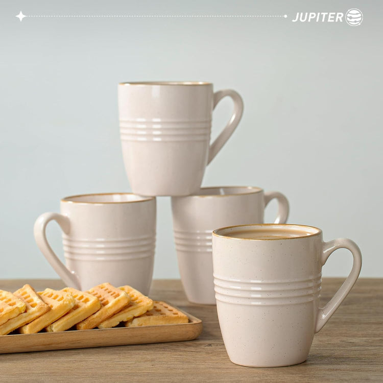 famiware Jupiter Coffee Mugs Set of 4, 14 OZ Coffee Mug, Microwave and Dishwasher Safe, Coffee Cups with Handle for Coffee, Tea, Cocoa, Milk, Light Pink