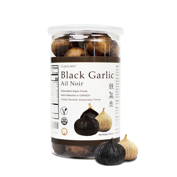 Black Garlic Made in Canada Whole Black Garlic Bulbs Fermented for 90 Days (8.82 Ounce)