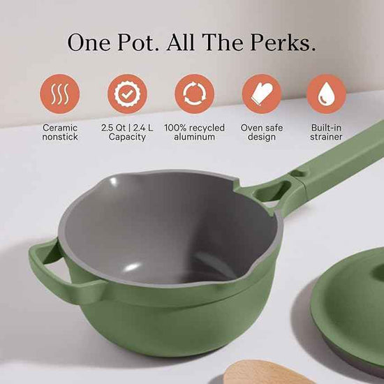 Our Place Mini Cookware Duo | 6-Piece Ceramic Cookware Set with Mini Always Pan & Mini Perfect Pot | Induction & Oven Safe up to 450°F | Nonstick, PFAS-Free Non-Toxic Cookware | Sage