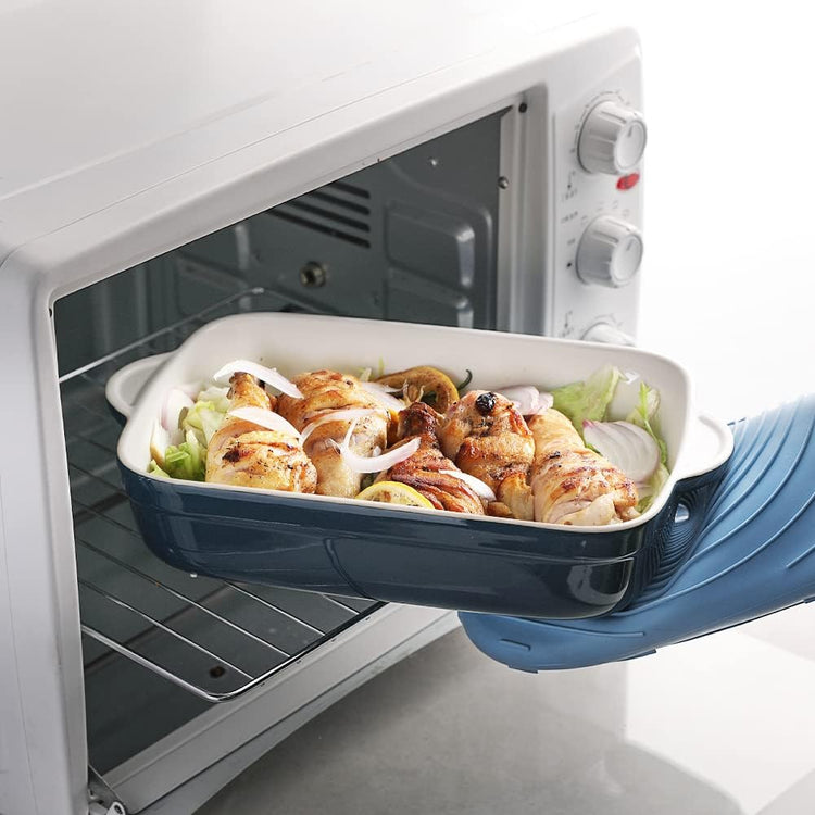 Sweejar Casserole Dishes for Oven, Ceramic Bakeware Set of 3, Lasagna Pan Deep with Handle, Rectangular Baking Pan Set, 9x13 Baking Dish for Cooking, Banquet and Daily Use (Navy)