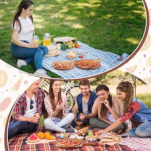 16 Pack Acacia Wood Cutting Board with Handle Thick Round Charcuterie Boards 2 Size Acacia Chopping Boards for Serving Cheese Pizza Bread Platter Baking Wooden Wall Carving Decor (16 Count)