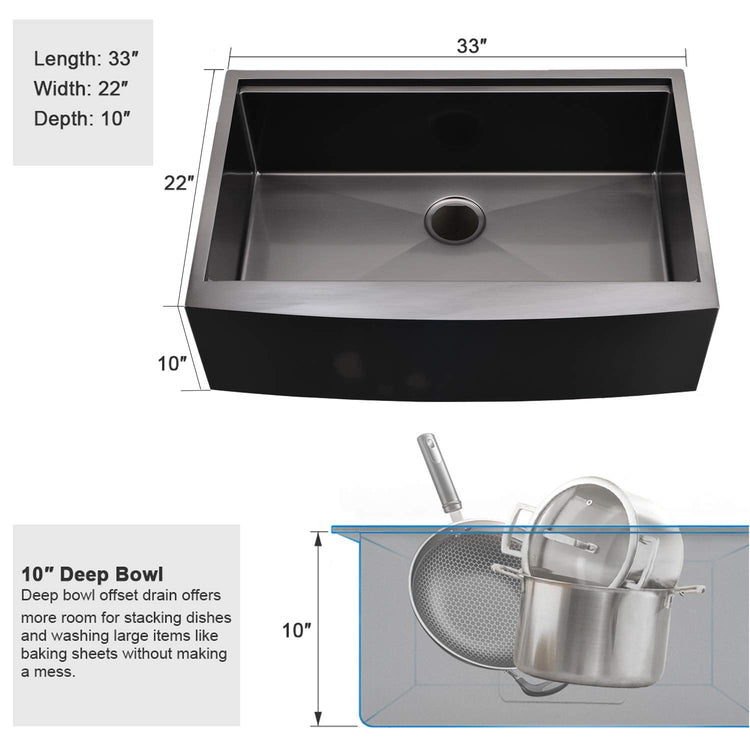 33 Inch Black Farmhouse Sink Workstation