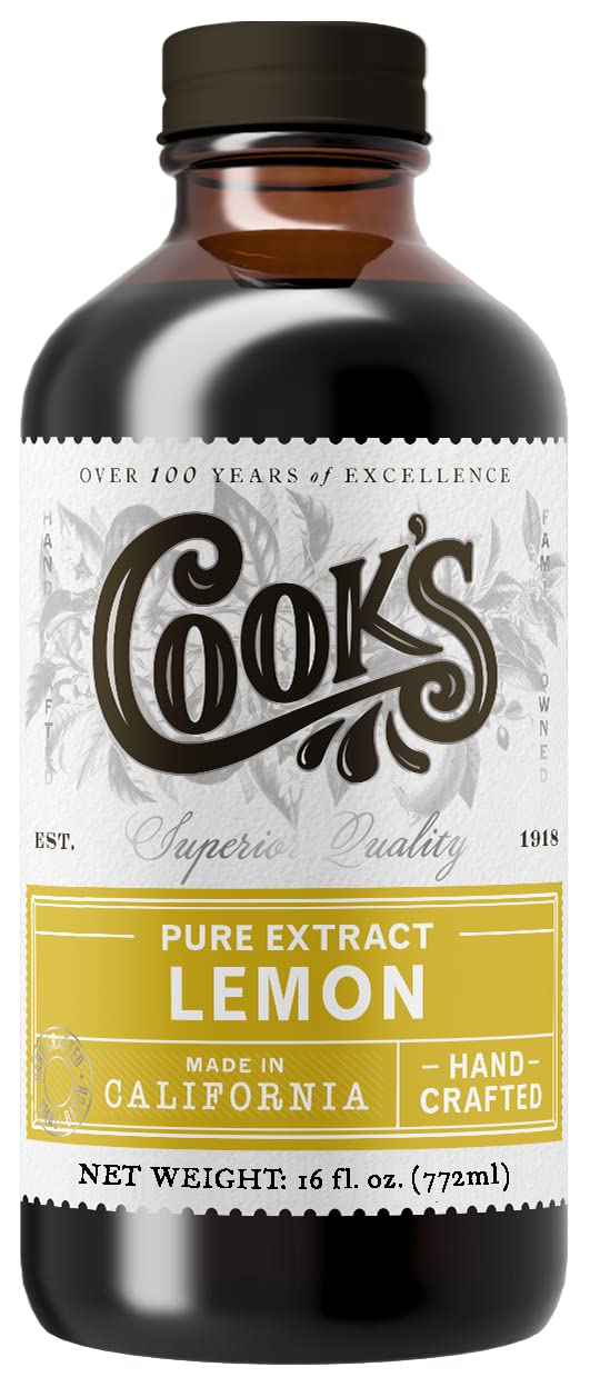 Cook's Pure Lemon Extract, Premium Quality, Cold Pressed Lemon, Sugar Free, Gluten Free, Allergen Free,16 oz - Nestoria
