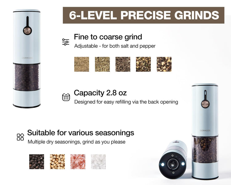 Electric Pepper Grinder and Salt Mill Set (2 Count)