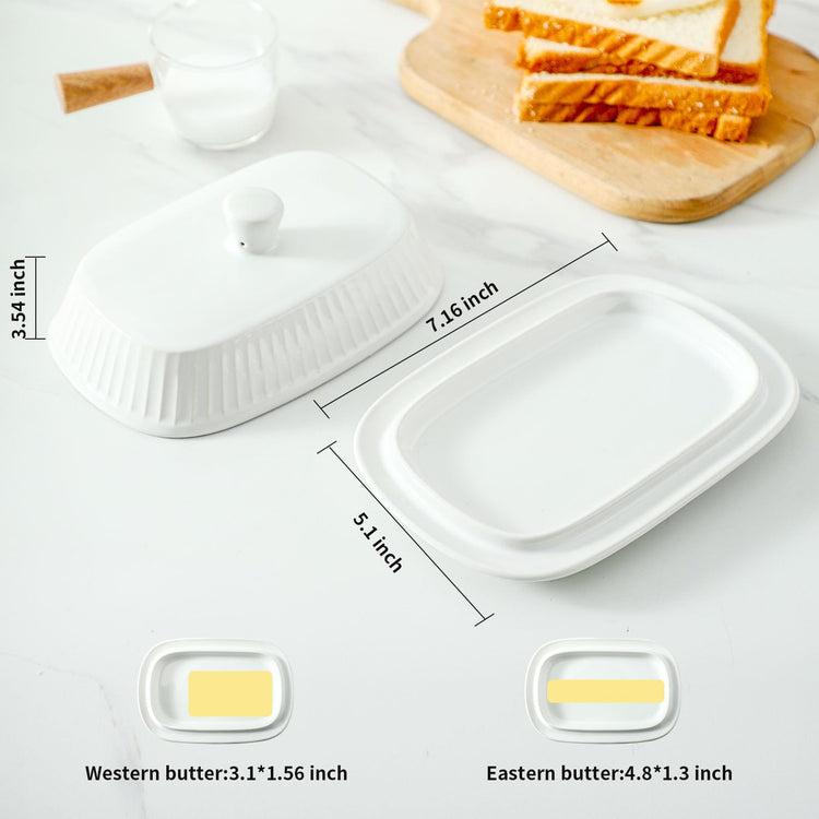 Hansense Porcelain Butter Dish with Lid for Countertop