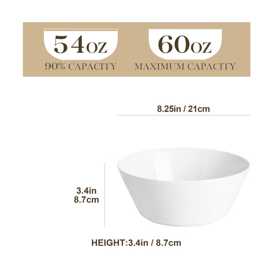 60 OZ Large Salad Soup Bowls Set of 4 (4 Count)