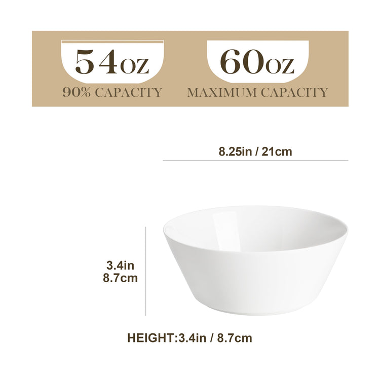 60 OZ Large Salad Soup Bowls Set of 4 (4 Count)