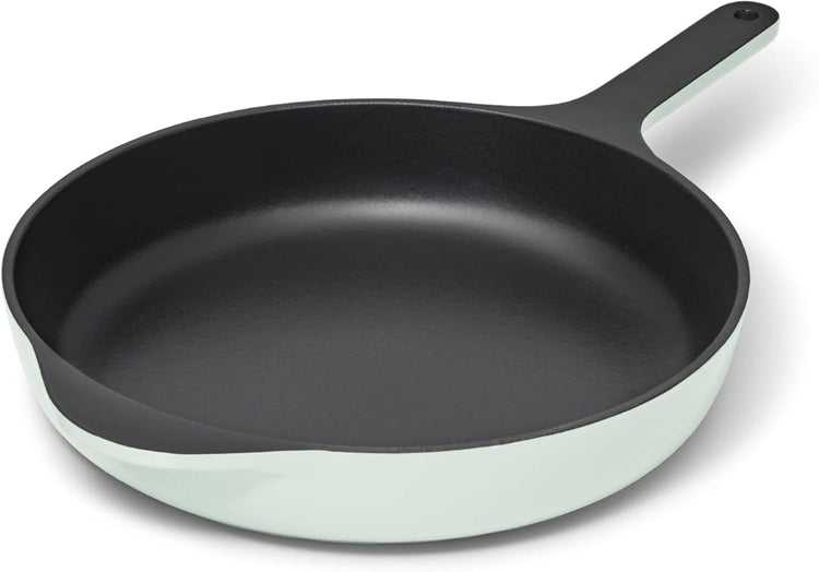 Caraway Cast Iron Skillet - 10.5” Enameled Cast Iron Pan With 3 Layer Enamel Coating - No Seasoning Required - Compatible With All Stovetops - Free From Forever Chemicals - Light Mist - Nestoria
