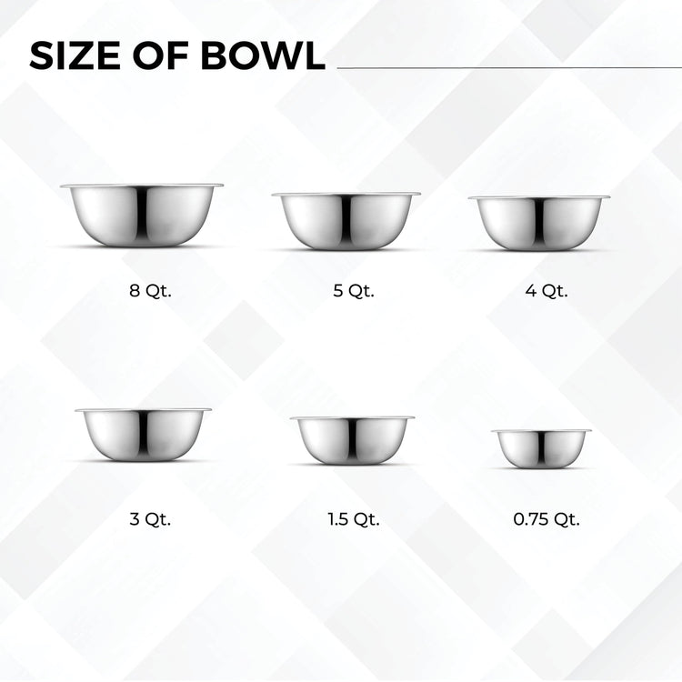 Set of 6 Premium Stainless Steel Mixing Bowls Set (5 Count)
