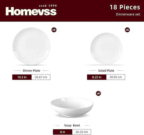 HomeVss, New Bone China Embossed Italy Countryside 18pc Dinnerware Set