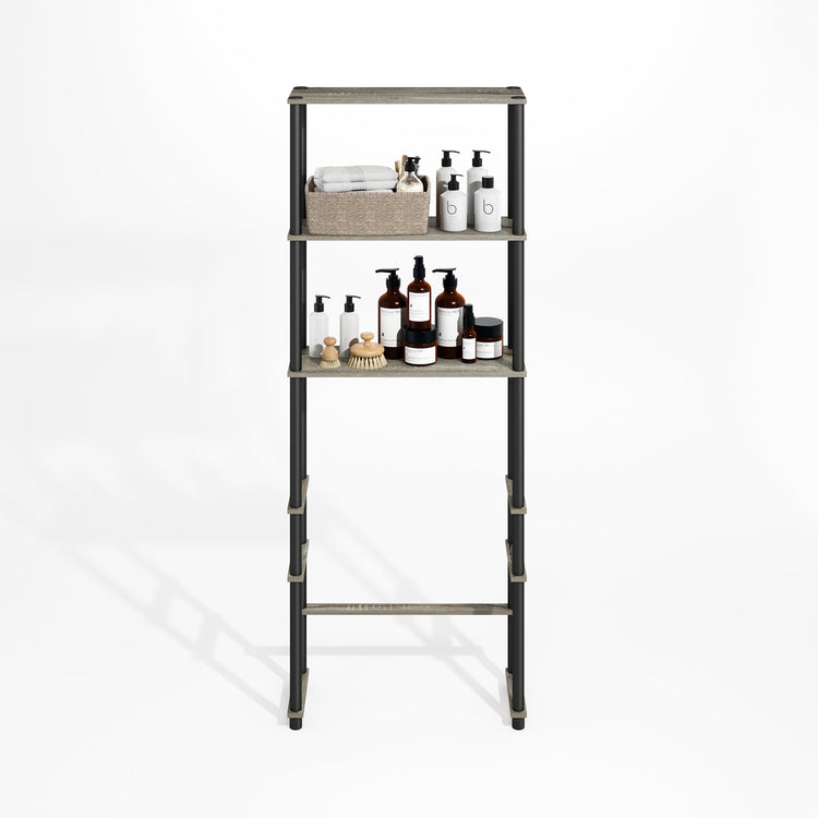 Turn-N-Tube Over The Toilet Storage, 3-Shelf Over The Toilet Organizer, Freestanding Space Saver Bathroom Shelf, for Bathroom Organizers and Storage, Grey Oak