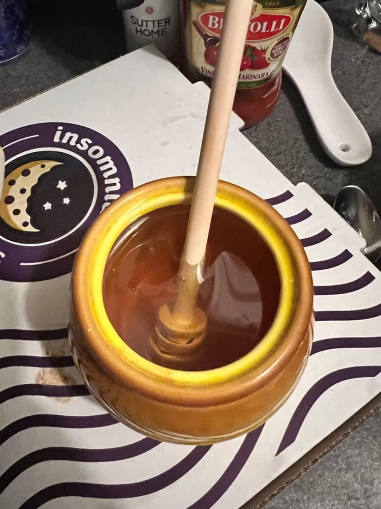12oz Ceramic Honey Jar with Wooden Dipper Stick