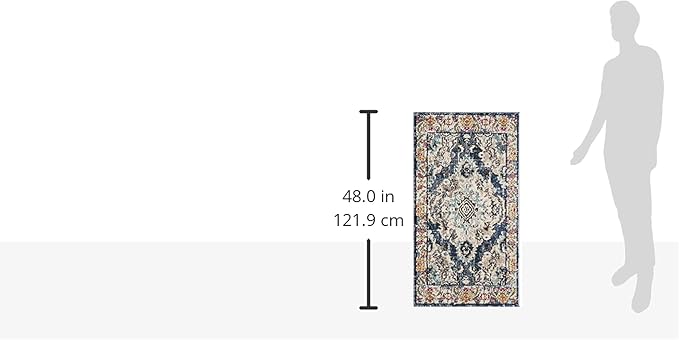 SAFAVIEH Monaco Collection Area Rug - 2'2" x 4', Navy & Light Blue, Non-Shedding & Easy to Clean, Distressed Medallion Design, Ideal for Front Door, Kitchen, Entryway, Accent Space (MNC243N)