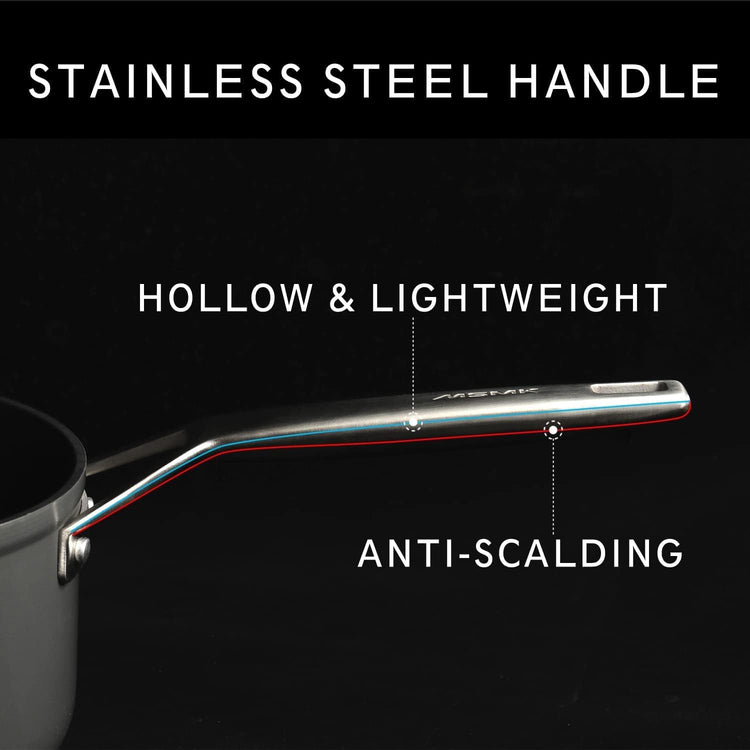 MSMK 3.5 Quart Non stick Sauce Pan with lid, Stay-Cool Handle, Burnt also Nonstick, PFOA Free Non-Toxic, Scratch-resistant, Induction Cooking Pot