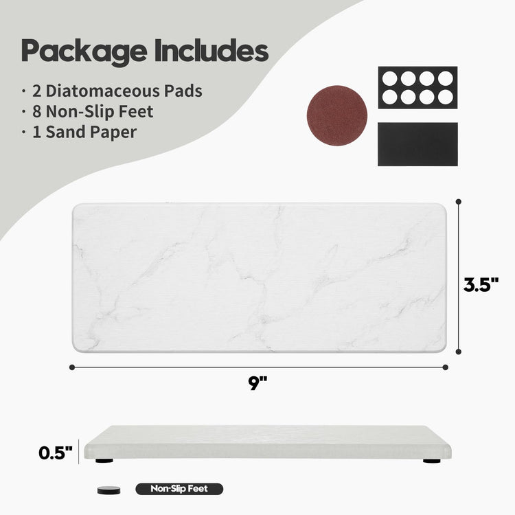 2PCS Water Absorbing Stone Drying Tray for Kitchen Counter & Bathroom Sink (2 Count)