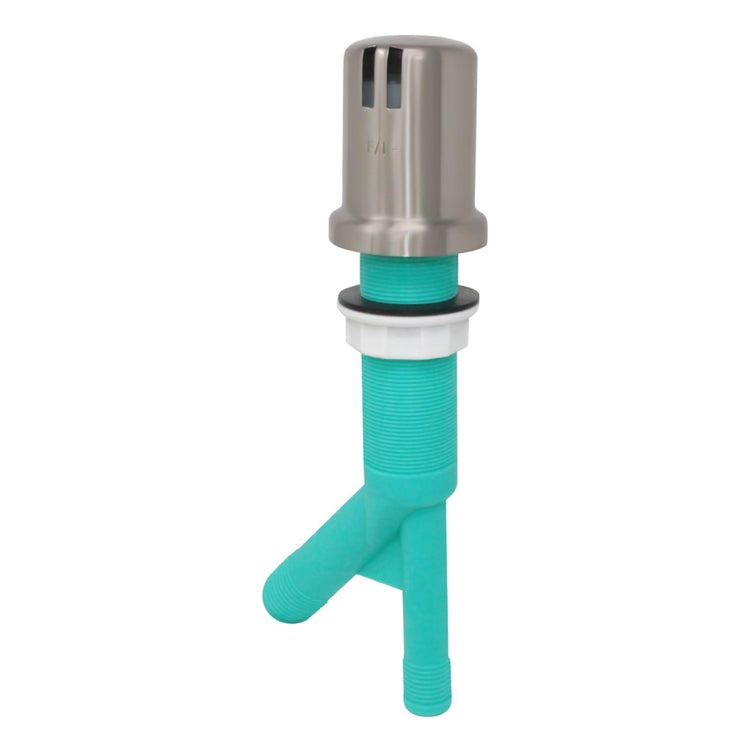Dishwasher Air Gap with Skirted Satin Nickel Brass Cap and Extra Long Threaded Body for Thick or Thin Kitchen Countertops