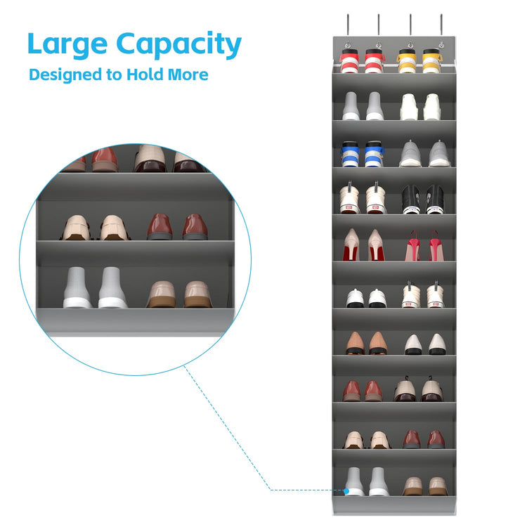 10 Tiers Large Size Over Door Shoe Organizer Storage