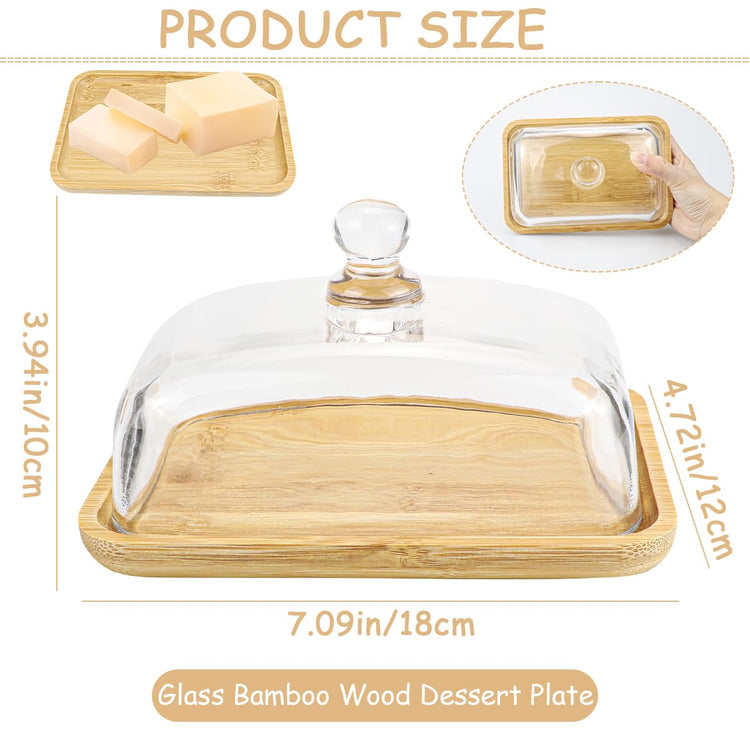 Crystal Clear Glass Butter Dish with Lid Butter Holder Container for Butter