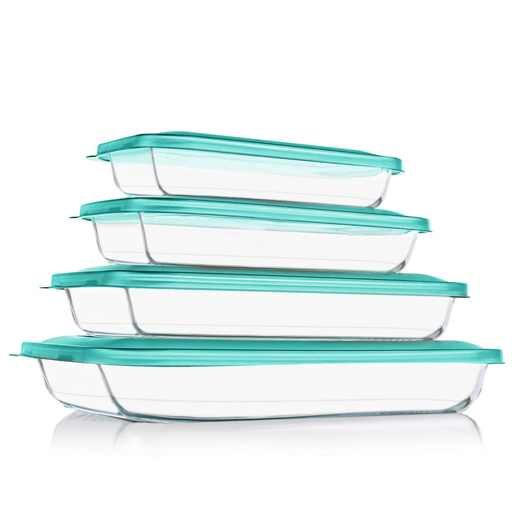 8 Pieces Glass Baking Dish with Lids (8 Count)