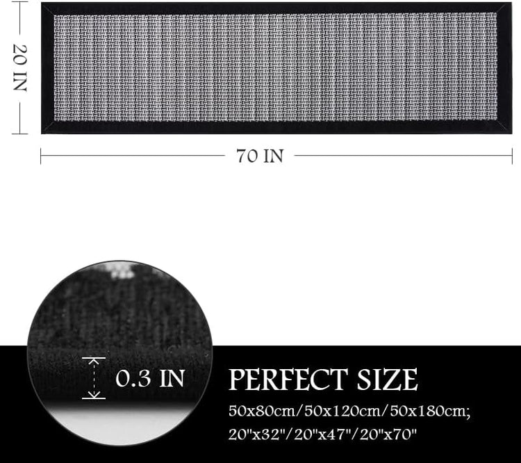 PADOOR Kitchen Mats for Floor, Kitchen Rugs Non Slip Washable, Rubber Backed Kitchen Runner Super Absorbent Long Kitchen Floor Mat Sink Rug, 20”x70” Black