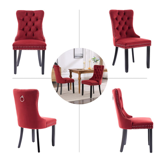 Wine Red Velvet Dining Chairs Set of 4 (4 Count)