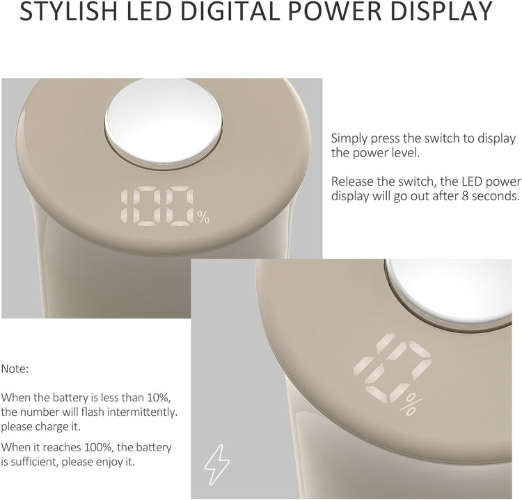 Electric Salt and Pepper Grinder Set with LED Power Display,Larger Capacity Salt and Pepper Shakers Set Rechargeable Electric with Flexible Coarsenes,LED Light,One Hand Operation for Kitchen(Khaki)