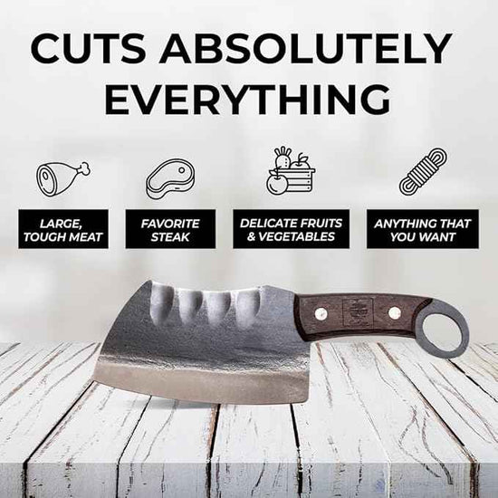 COOLINA Suratu Chopping Cleaver Chef's Knife, Multipurpose Handmade High-Carbon Stainless and Clad Steel, Kitchen, Home Cooking Knives