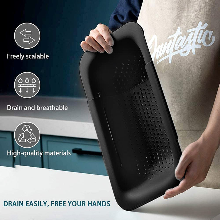 Collapsible Sink Colanders and Strainers Basket Extendable Plastic Fruit Vegetable Strainer Drainer Basket for Kitchen