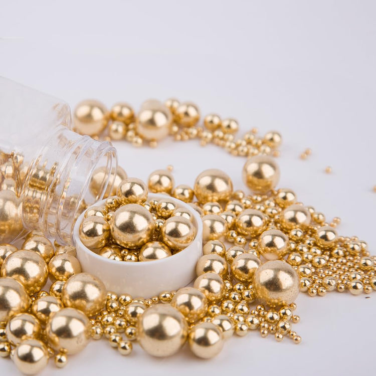 Edible Bright Gold Sugar Pearls Candy Sprinkles 120G (4.23 Ounce)
