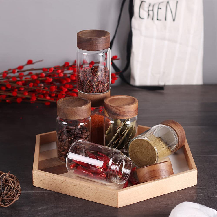 6 Pcs Small Glass Spice Jars with Label (6 Count)