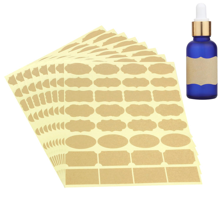 Fancy Shape Kraft Label Stickers (256 Count)