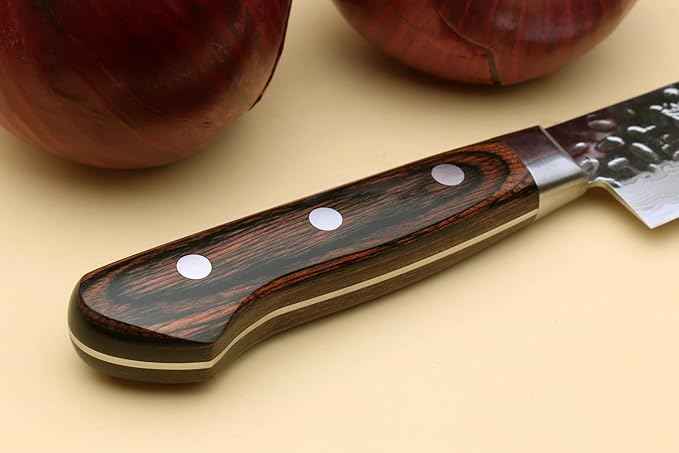 Yoshihiro VG10 16 Layer Hammered Damascus Stainless Steel Sujihiki Slicer Chefs Knife (9.5'' (240mm))