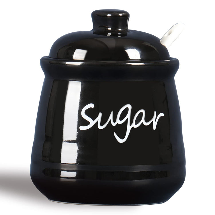 Ceramic Sugar Bowl with Lid and Spoon 12oz