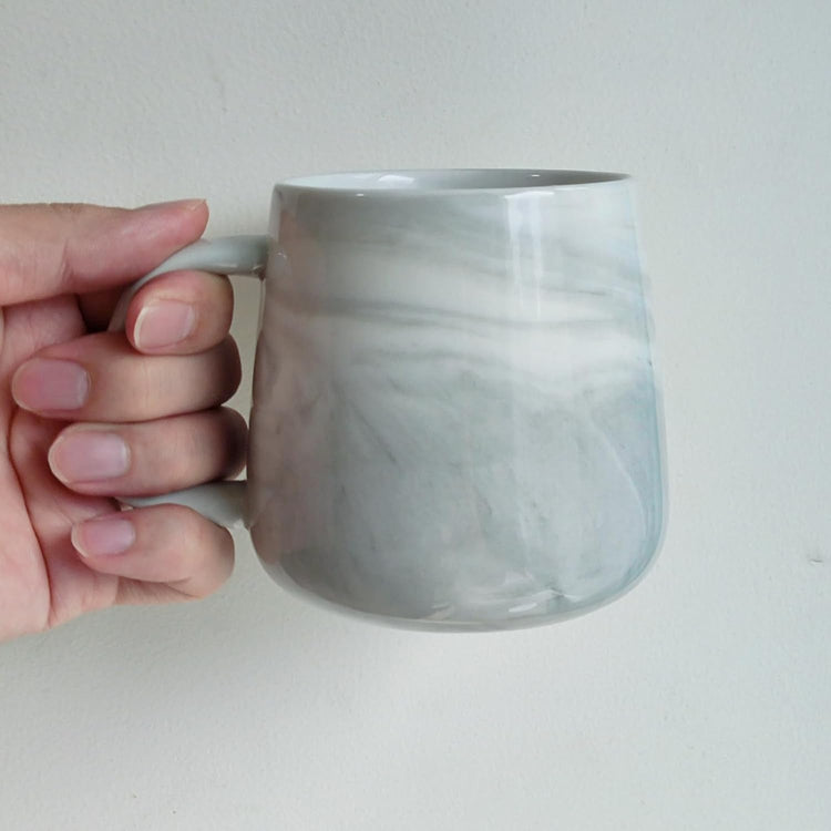 Ceramic Coffee Mug Set of 2, Gray and Pink Marble Pattern Procelain Couple Mugs, Stoneware Matching Cups, Dishwasher Safe, Microwave Safe, 13 oz