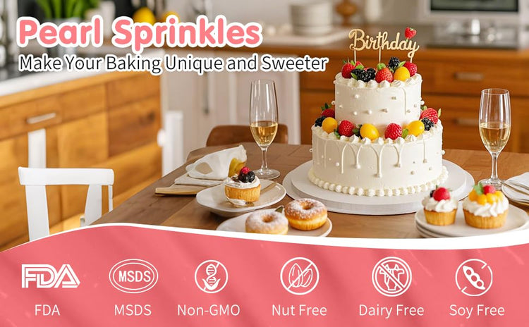 Edible White Pearl Sprinkles for Cake Decorating (4.6 Ounce)