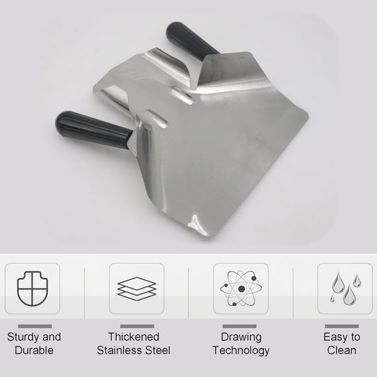 Stainless Steel French Fry Scoop, Dual Handle Popcorn Bagger Tool for Snacks/Ice/Desserts
