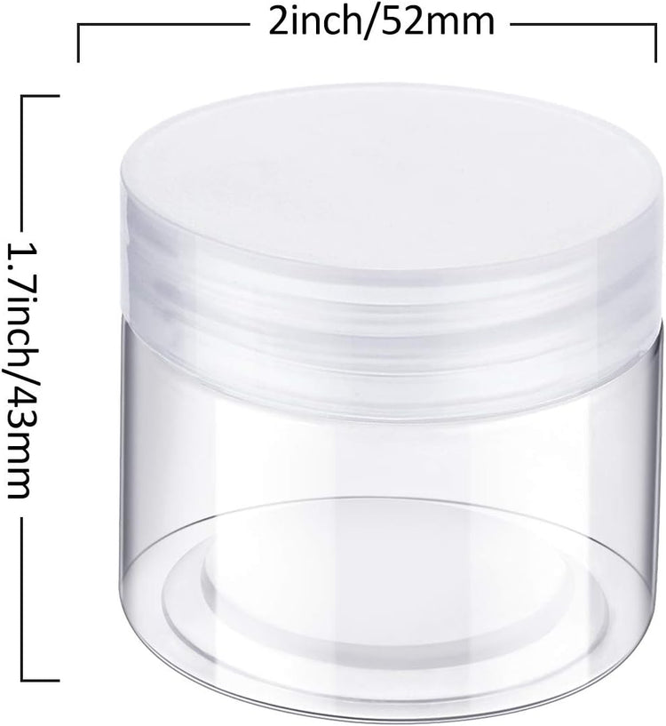 SATINIOR 6 Pack 2 oz Plastic Jars Containers with Lids Wide-mouth Refillable Leakproof Reusable Round Empty Jars for Travel Cosmetic Dry Food Spice Candy Cookie Home Kitchen Organizing (Clear)