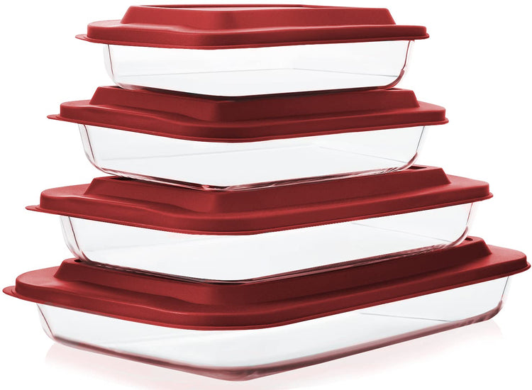 8 Piece Deep Glass Baking Dish with Lids