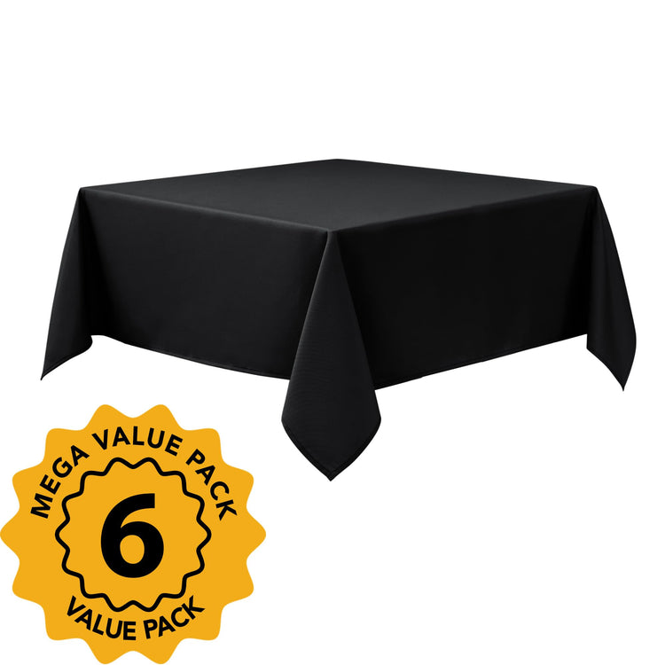 6 Pack Black Tablecloths for Square Tables