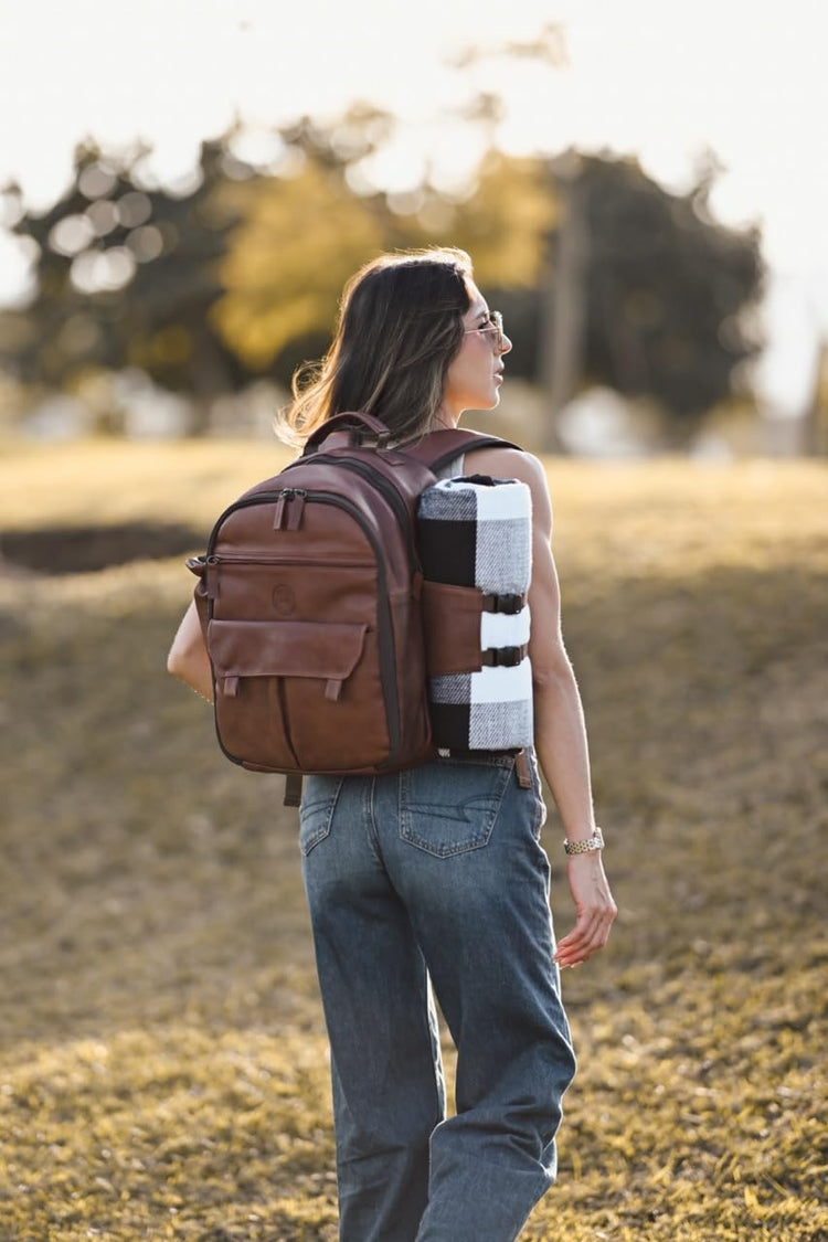 Genuine Leather Picnic Backpack for 4