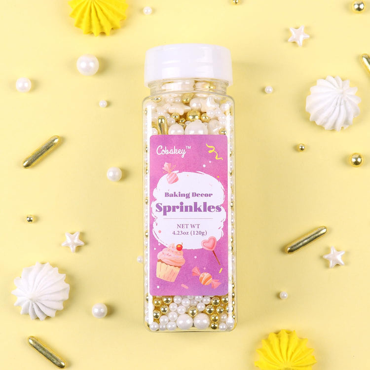 White Deluxe Gold Sprinkles for Cake Decorating 4.23ounce (4.23 Ounce)