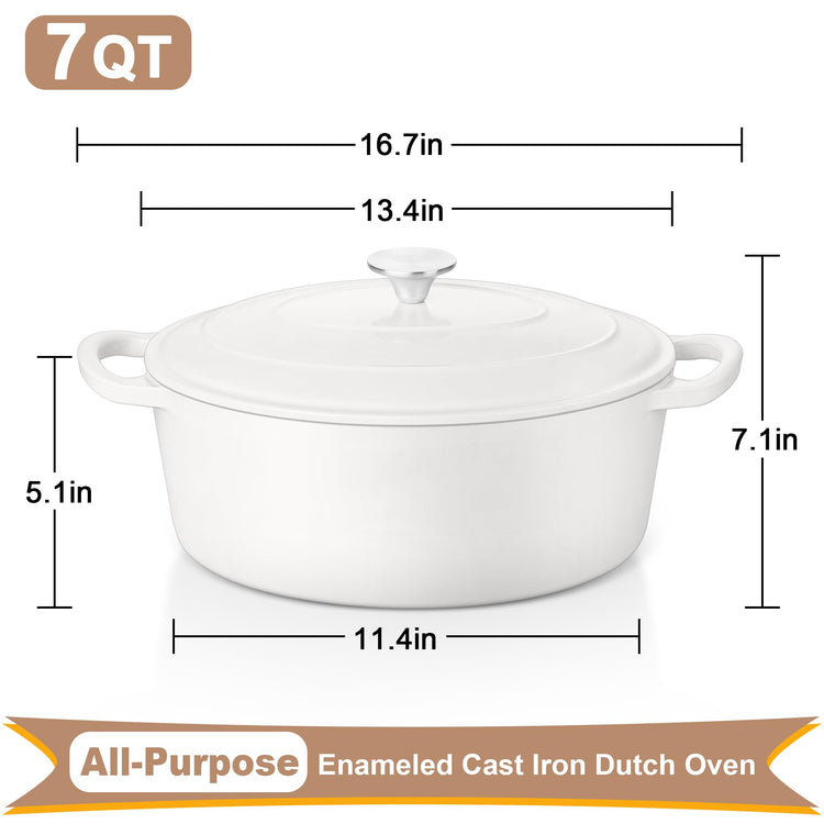 7QT Oval Dutch Oven Pot with Lid