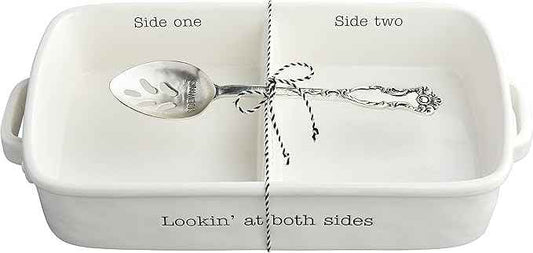 Mud Pie Circa Side Baker Set, White, 2.5" x 8" x 14"